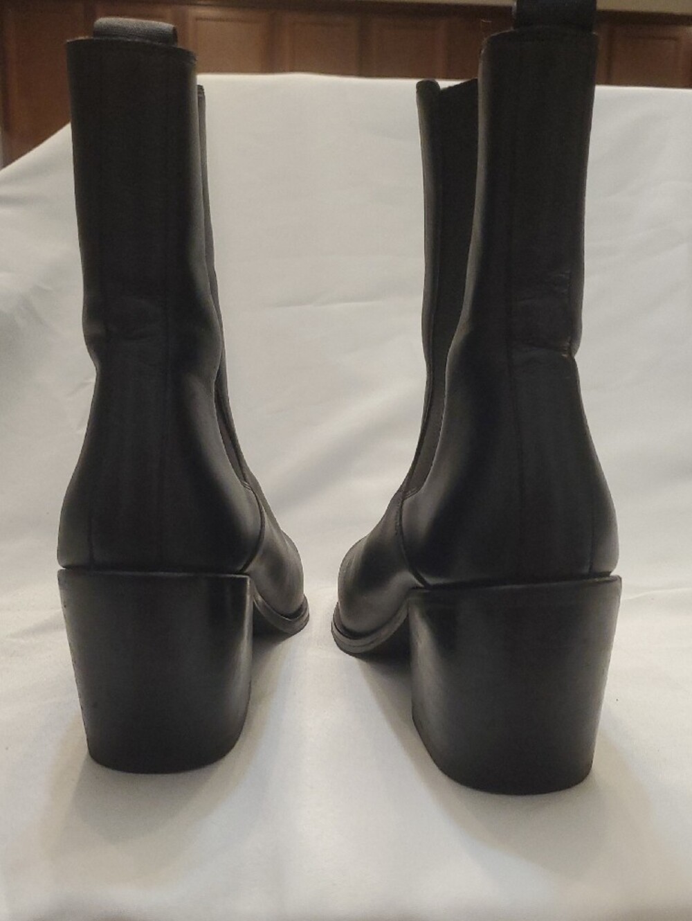 Beckett Simonon Black Leather Ankle Boots with Block Heel Women's 7.5 - Picture 3 of 16